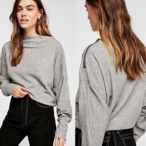 Free People Slouchy Nikala Gray Zipper Top